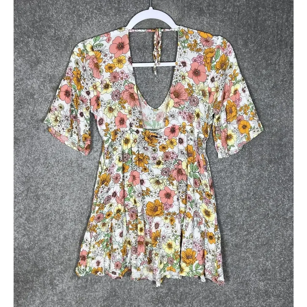 Raisins Floral Textured Tavarua Dress Swimsuit Coverup Womens Juniors Size Small